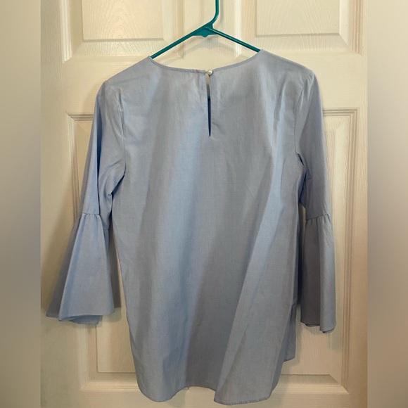 LOFT sky blue blouse with pearl decals, size XS - Picture 3 of 3